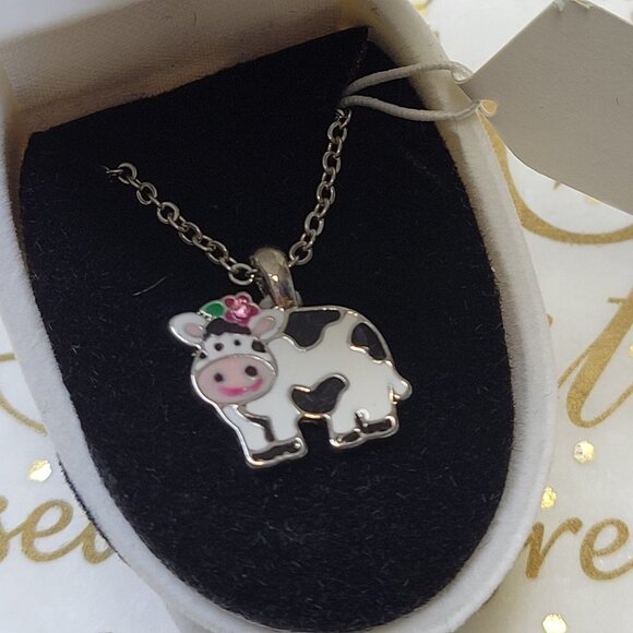 Cow Pendant Necklace in Cow Theme Keepsake Box - Picture 5 of 9